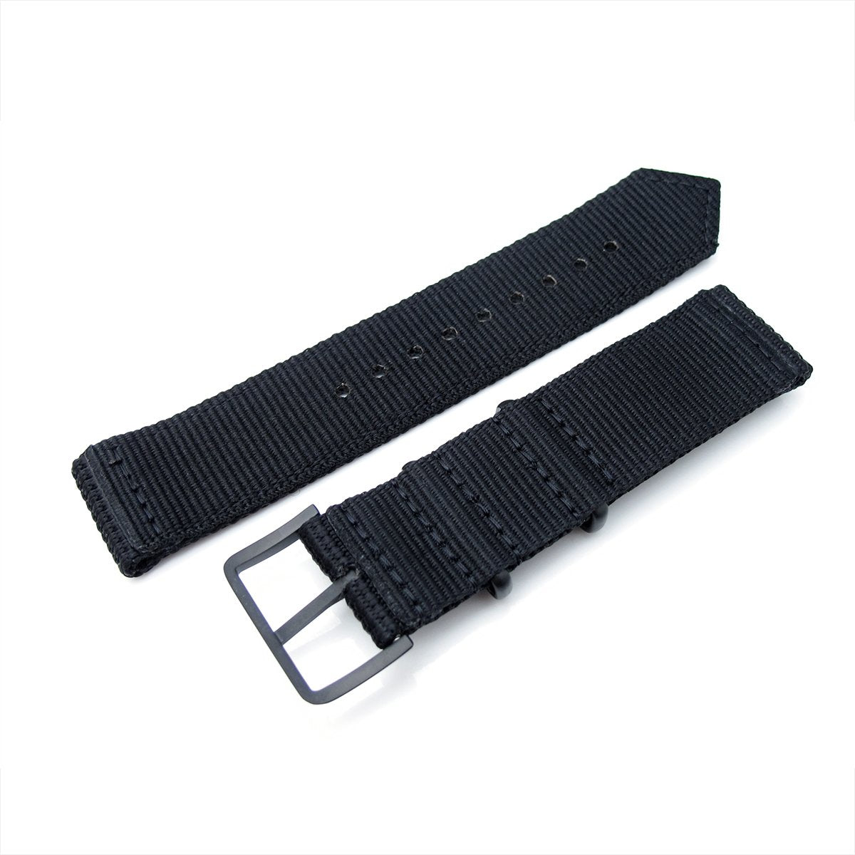 20mm, 22mm Two Piece WW2 Black 3D Nylon, PVD Black Buckle