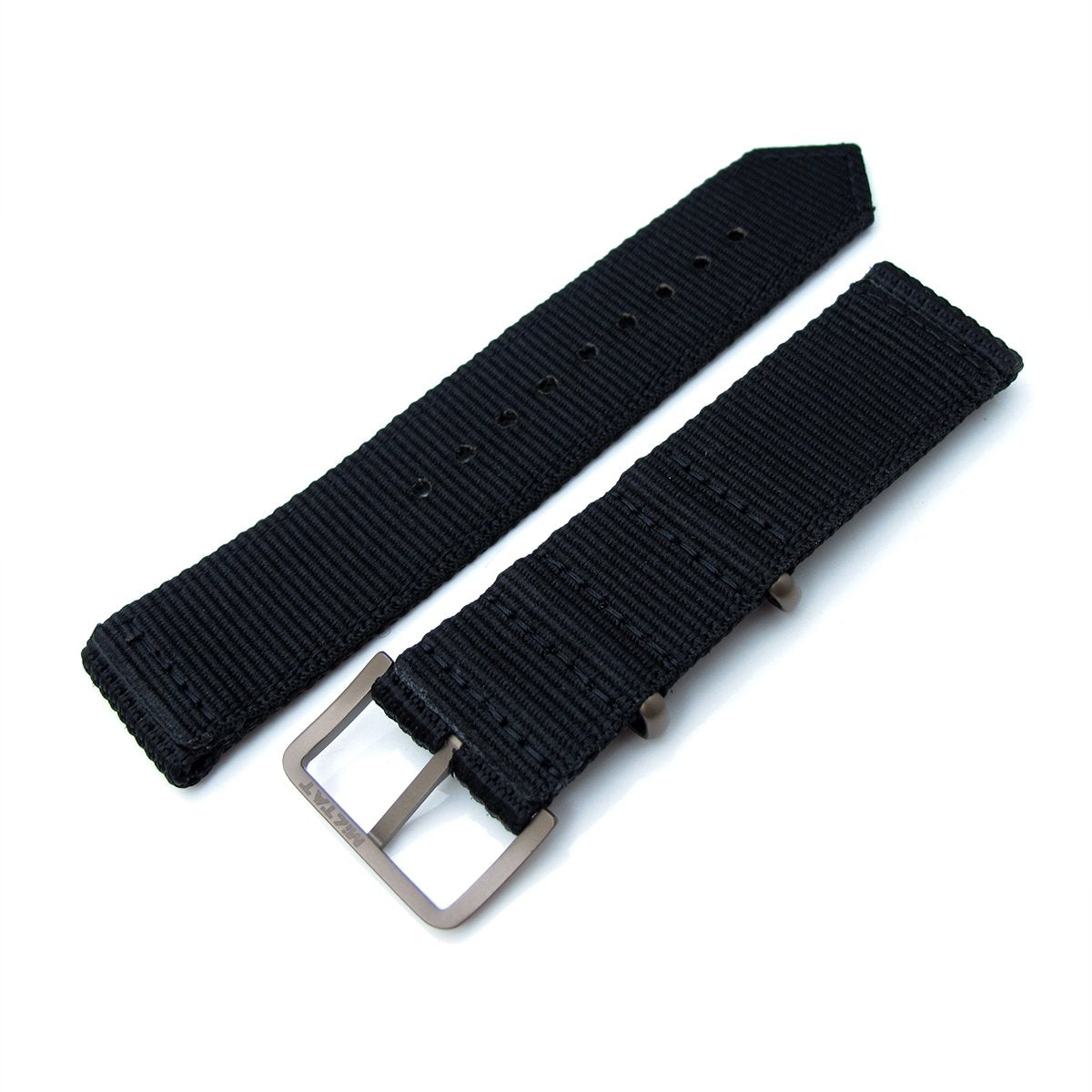 22mm Two Piece WW2 Black 3D Nylon, IP Bronze Buckle