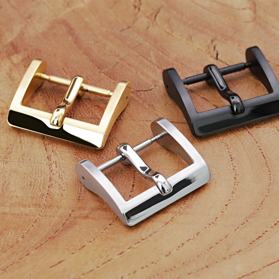 18mm, 20mm #66 Sporty Tang Buckle for Leather Watch Strap,Diamond-like Carbon (DLC coating)