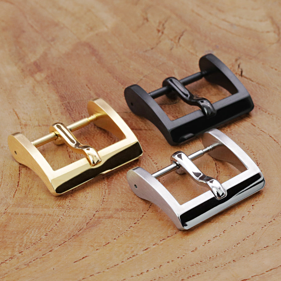 16mm, 18mm, 20mm #66 Sporty Tang Buckle for Leather Watch Strap, Polished & Brushed