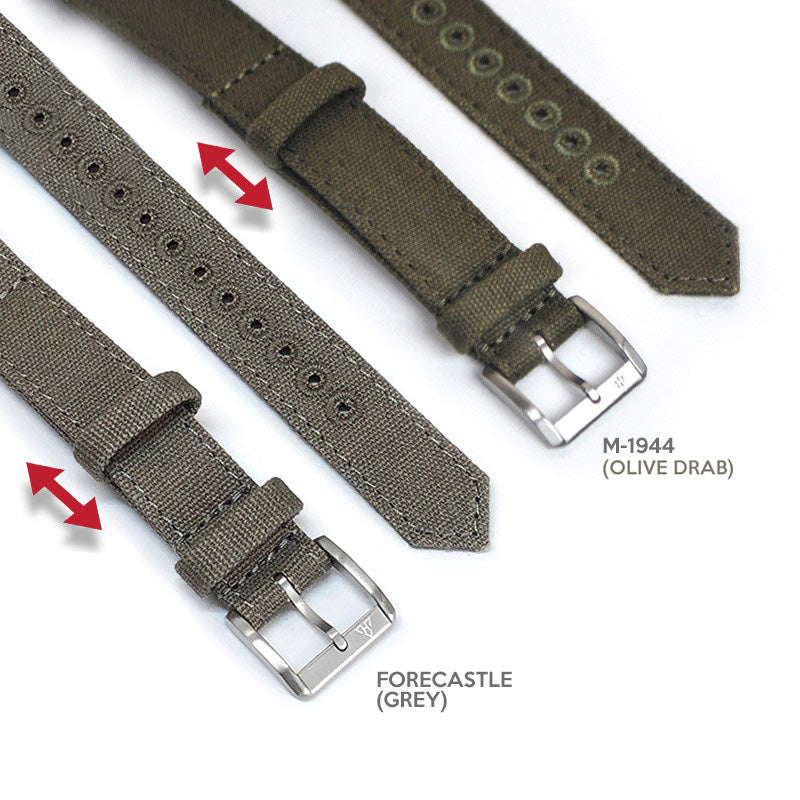 Olive Drab 16mm Canvas One-Piece Nylon Armband by HAVESTON Straps, Brushed