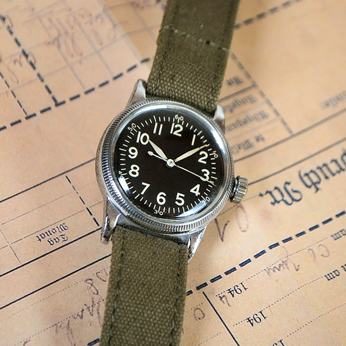 Olive Drab 16mm Canvas One-Piece Nylon Armband by HAVESTON Straps, Brushed
