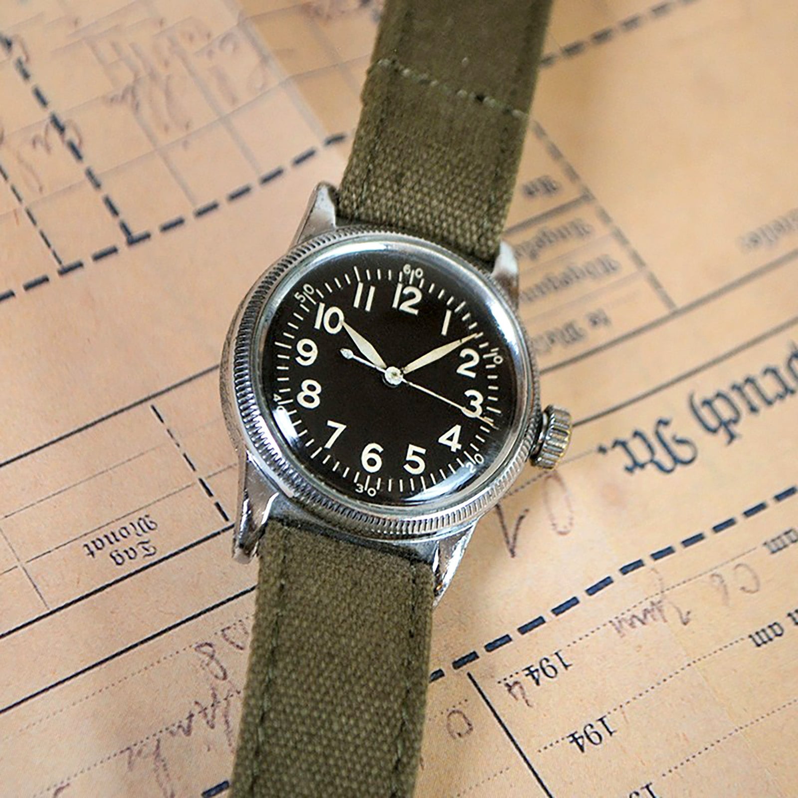 Olive Drab 16mm Canvas One-Piece Nylon Armband by HAVESTON Straps, Brushed