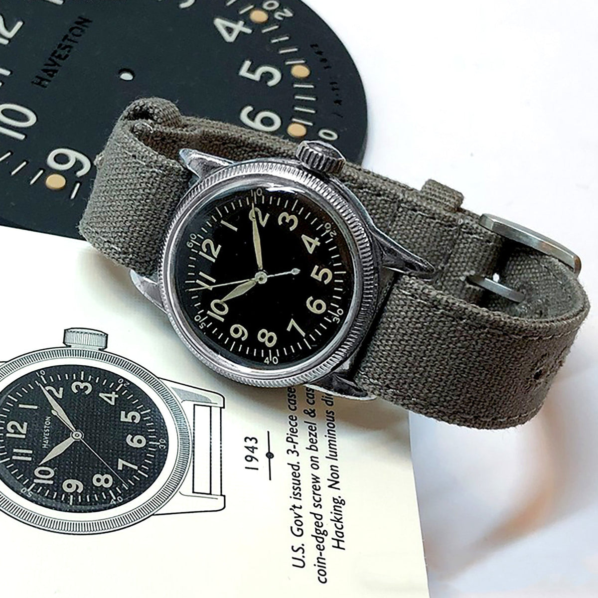 Grey Forecastle 16mm Canvas One-Piece Nylon Armband by HAVESTON Straps, Brushed