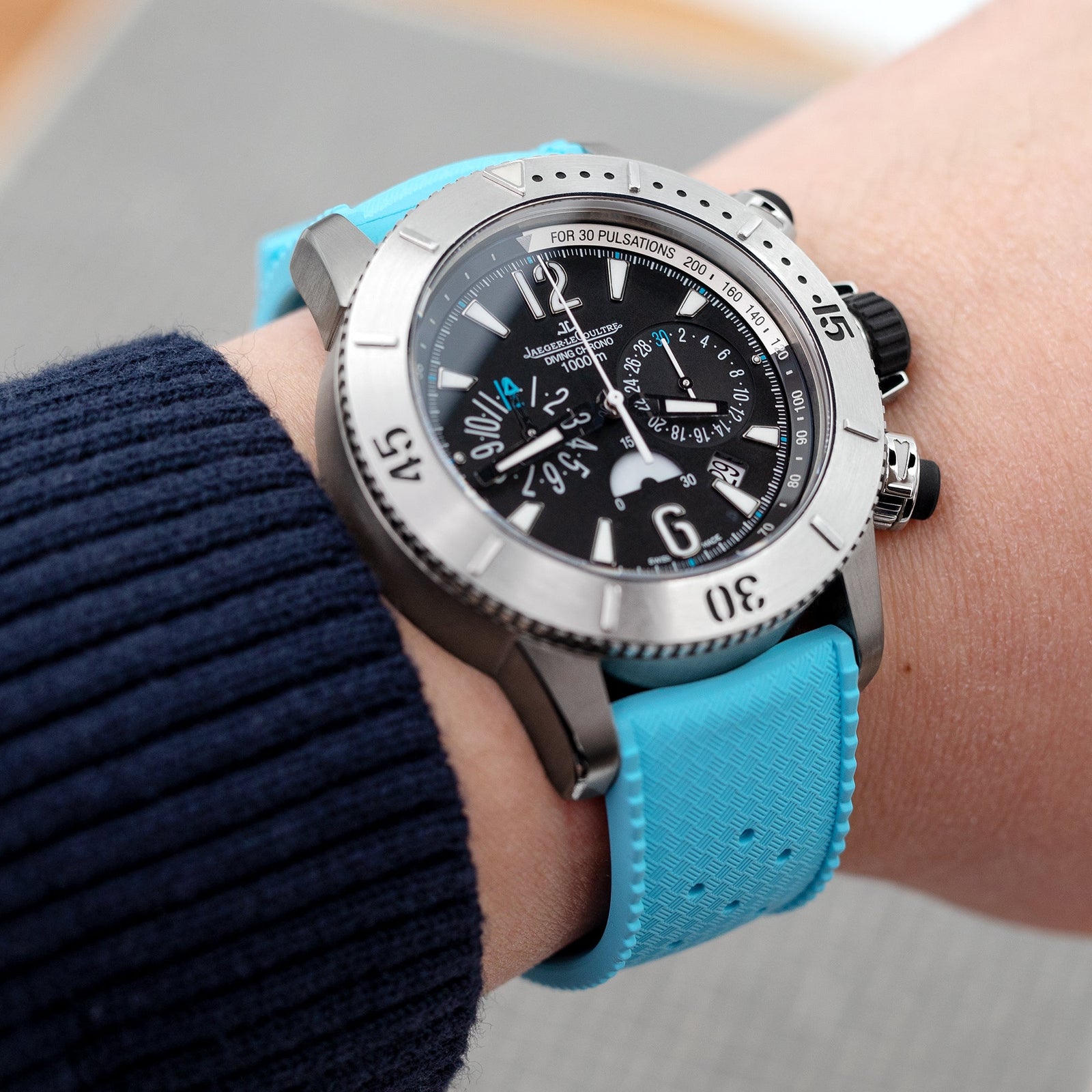 Quick Release Sky Blue Tropical-Style Pro FKM rubber watch strap, 18mm, 20mm or 22mm Strapcode Watch Bands