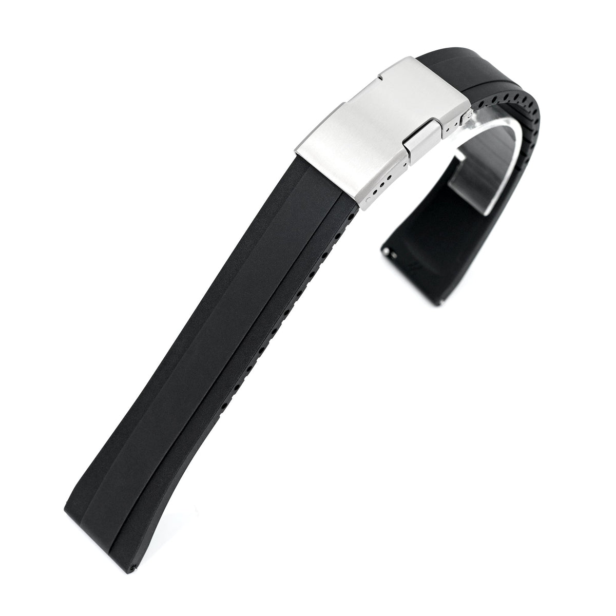 Quick Release FKM27 Black Titanium Slinea Clasp FKM Rubber watch strap, 20mm or 22mm Strapcode watch bands