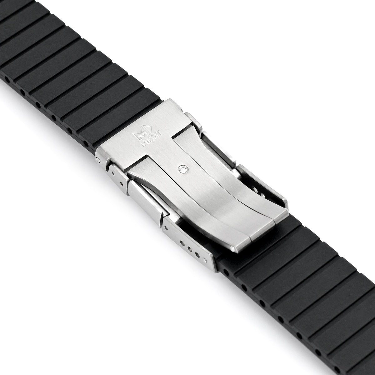 Quick Release FKM27 Black Titanium Slinea Clasp FKM Rubber watch strap, 20mm or 22mm Strapcode watch bands