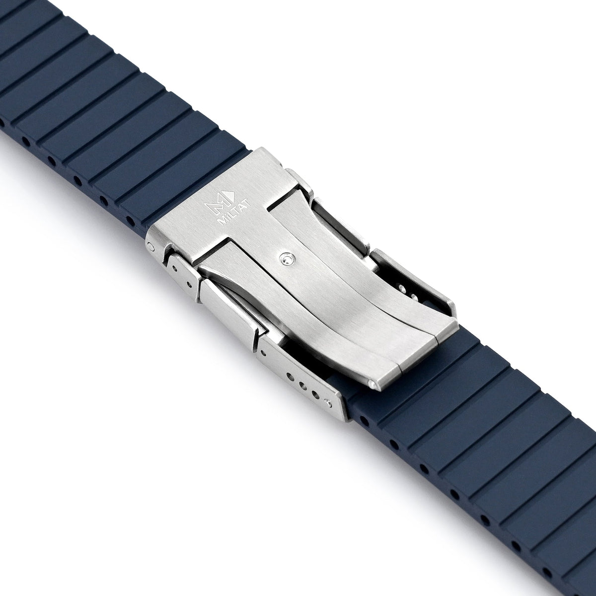 Quick Release FKM27 Navy Blue Titanium Slinea Clasp FKM Rubber watch strap, 20mm or 22mm Strapcode watch bands