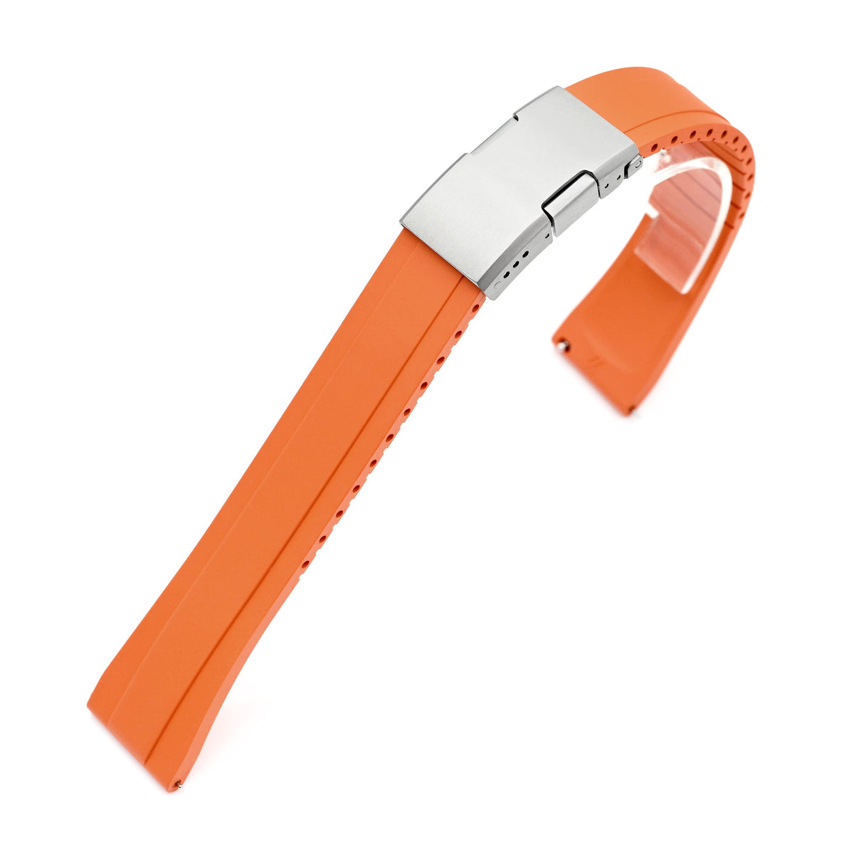 Quick Release FKM27 Orange Titanium Slinea Clasp FKM Rubber watch strap, 20mm or 22mm Strapcode watch bands