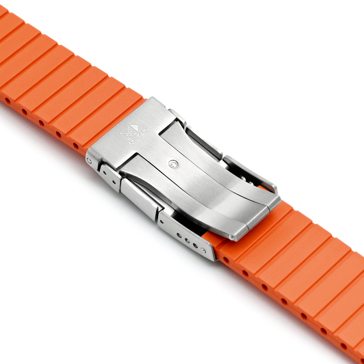 Quick Release FKM27 Orange Titanium Slinea Clasp FKM Rubber watch strap, 20mm or 22mm Strapcode watch bands