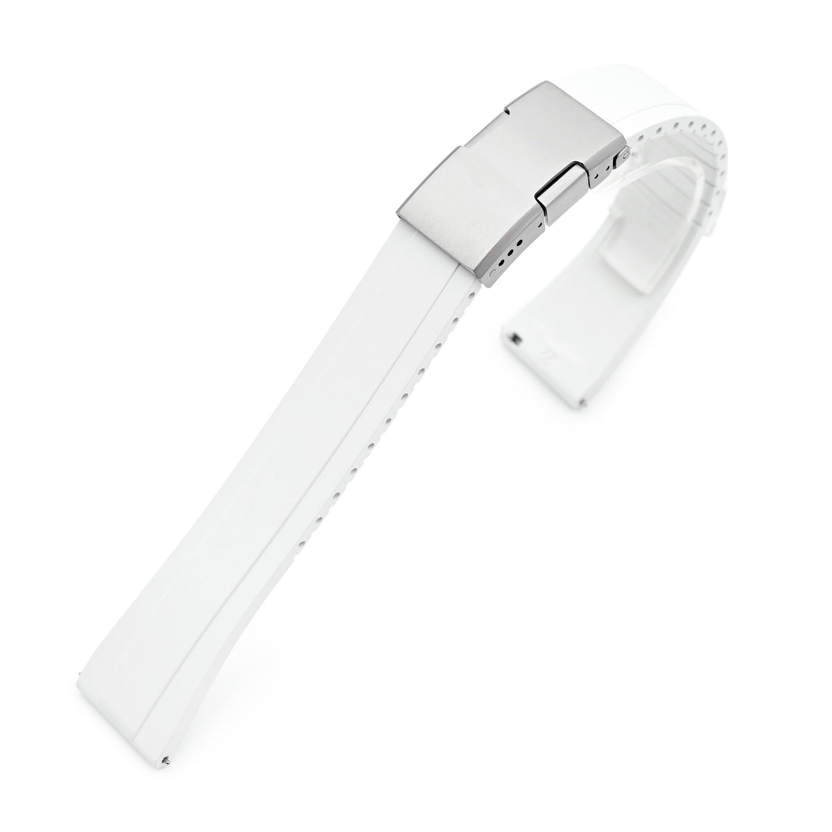 Quick Release FKM27 White Titanium Slinea Clasp FKM Rubber watch strap, 20mm or 22mm Strapcode watch bands