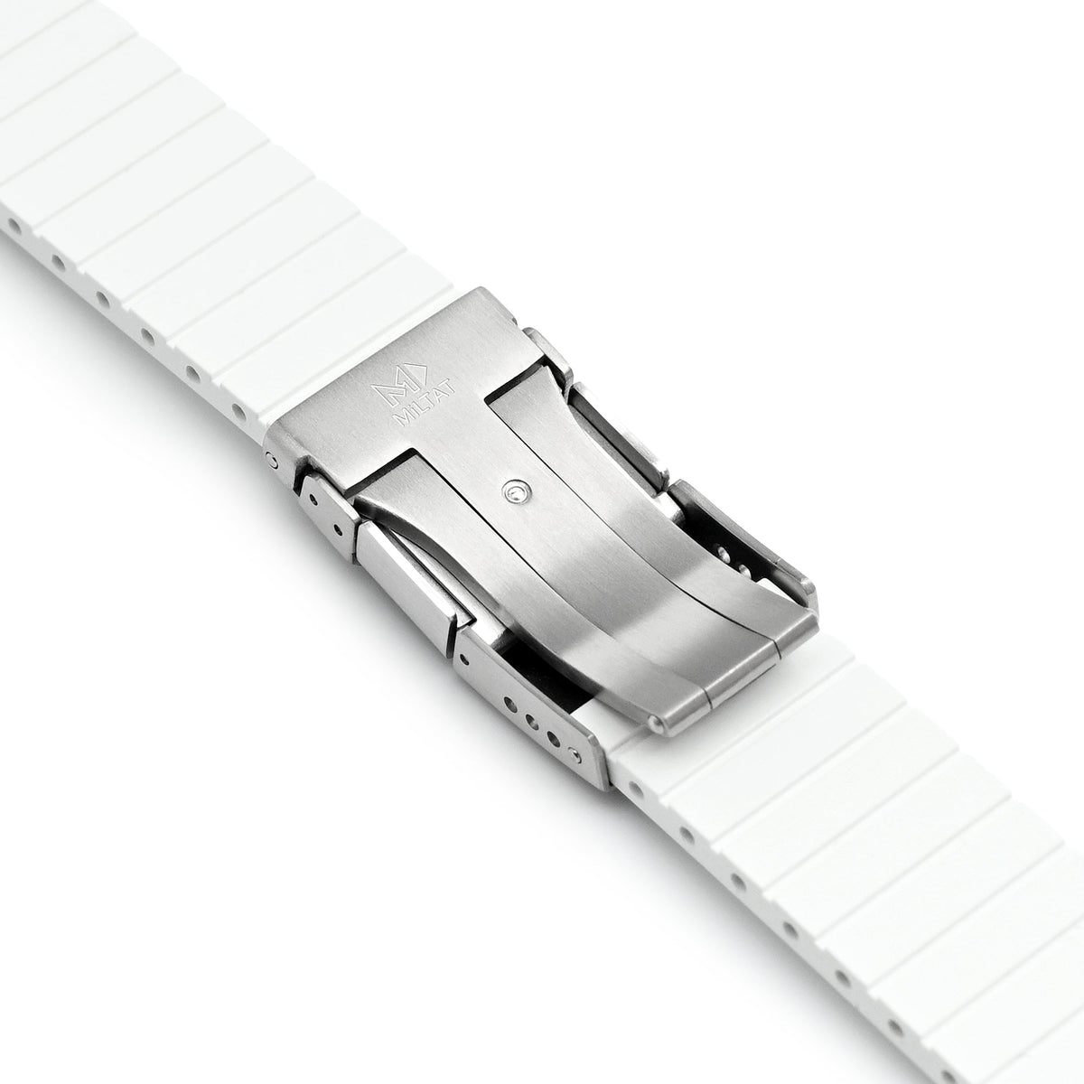 Quick Release FKM27 White Titanium Slinea Clasp FKM Rubber watch strap, 20mm or 22mm Strapcode watch bands