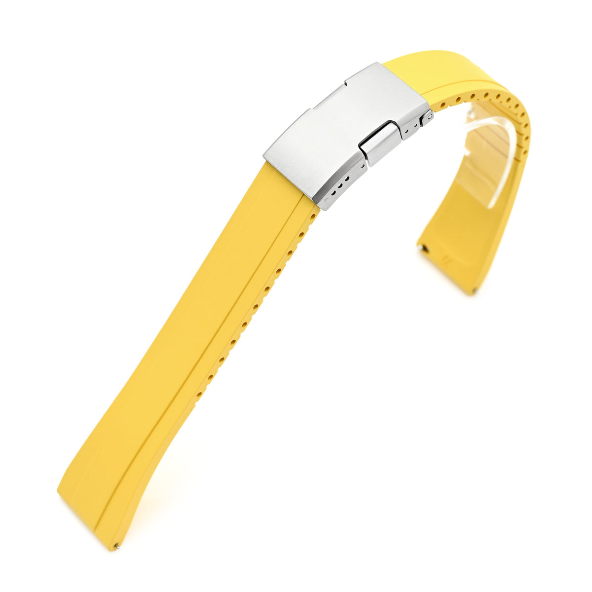 Quick Release FKM27 Yellow Titanium Slinea Clasp FKM Rubber watch strap, 20mm or 22mm Strapcode watch bands