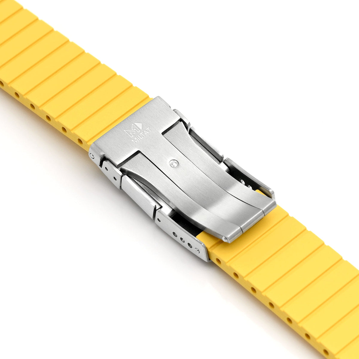 Quick Release FKM27 Yellow Titanium Slinea Clasp FKM Rubber watch strap, 20mm or 22mm Strapcode watch bands