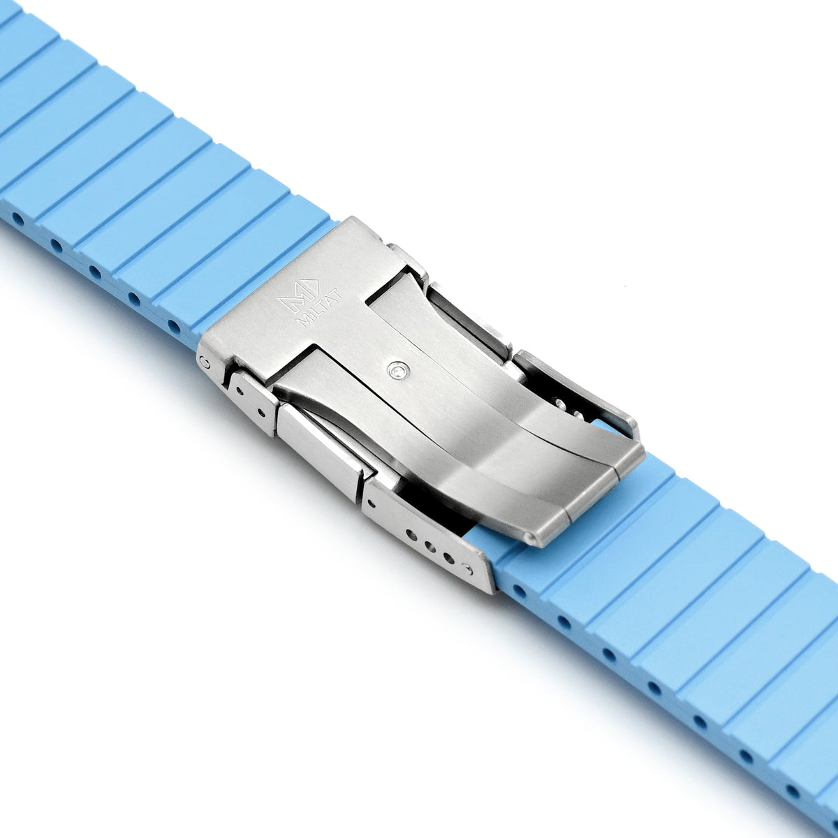 Quick Release FKM27 Sky Blue Titanium Slinea Clasp FKM Rubber watch strap, 20mm or 22mm Strapcode watch bands