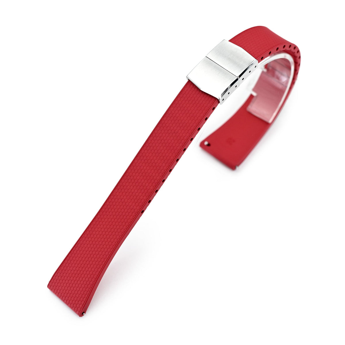 20mm FKM32 Red Rubber Quick Release Watch Band, Deployment Clasp Strapcode watch bands