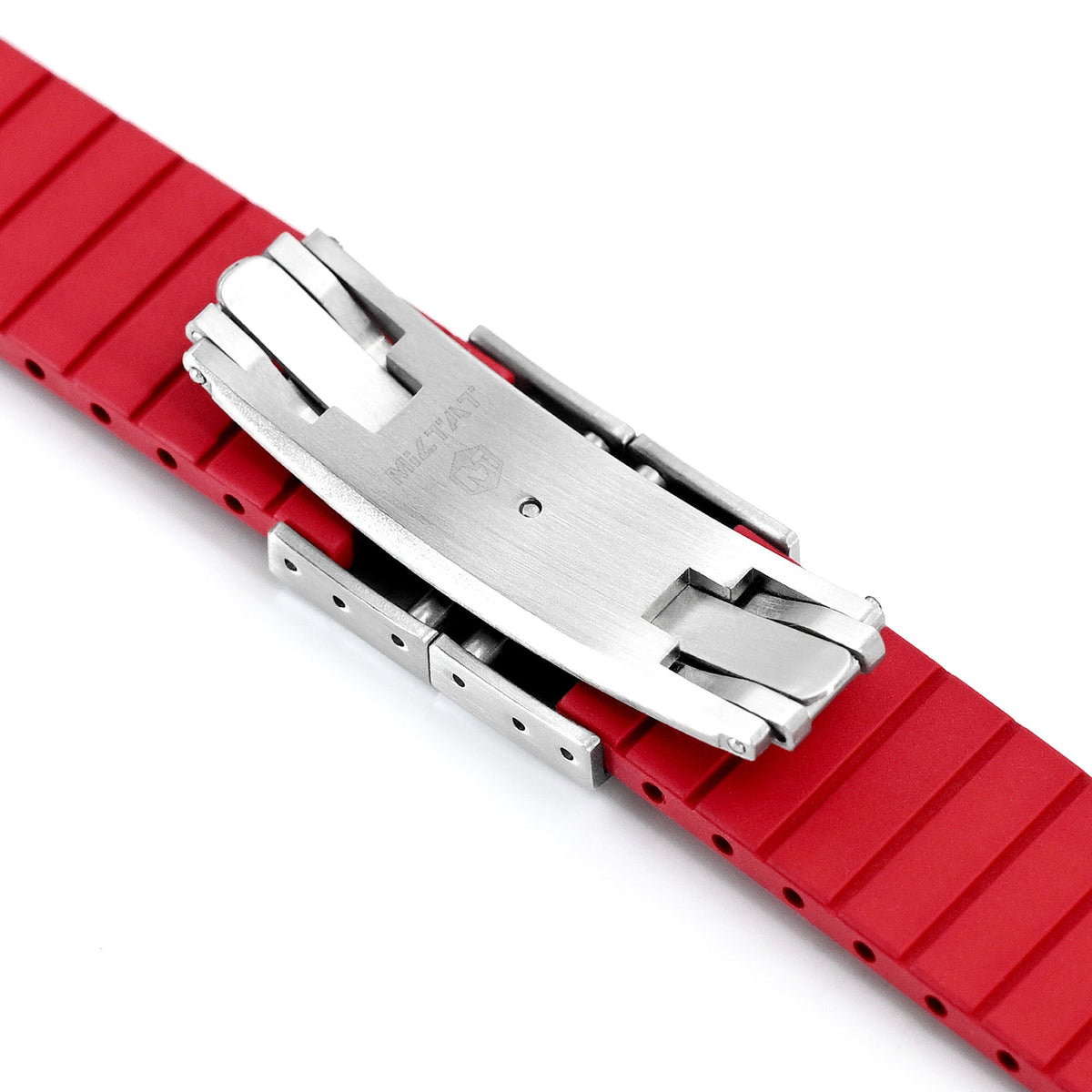 20mm FKM32 Red Rubber Quick Release Watch Band, Deployment Clasp Strapcode watch bands