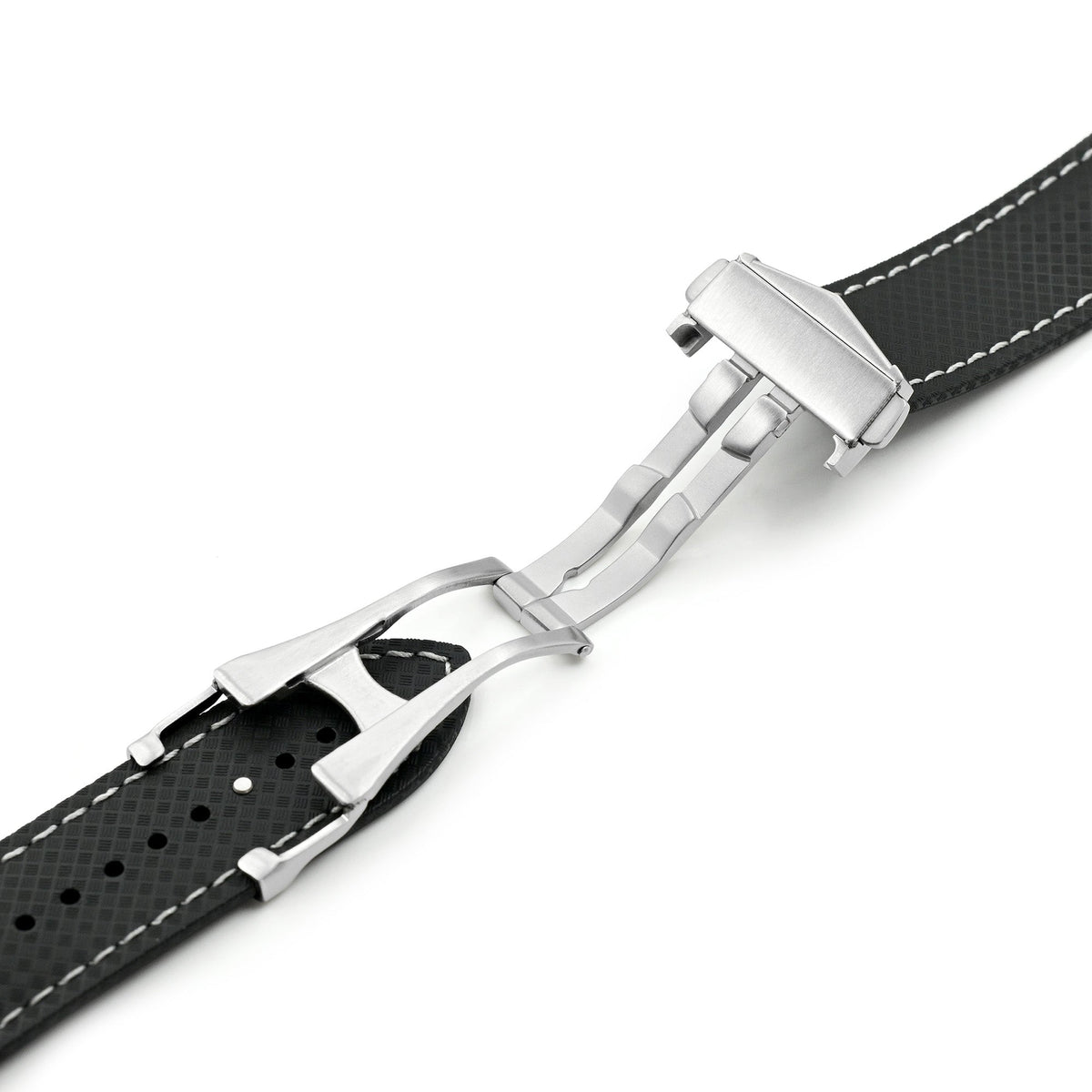 Black FKM37 Rubber Q.R. Deployant Watch Band, 20mm or 22mm Strapcode watch bands
