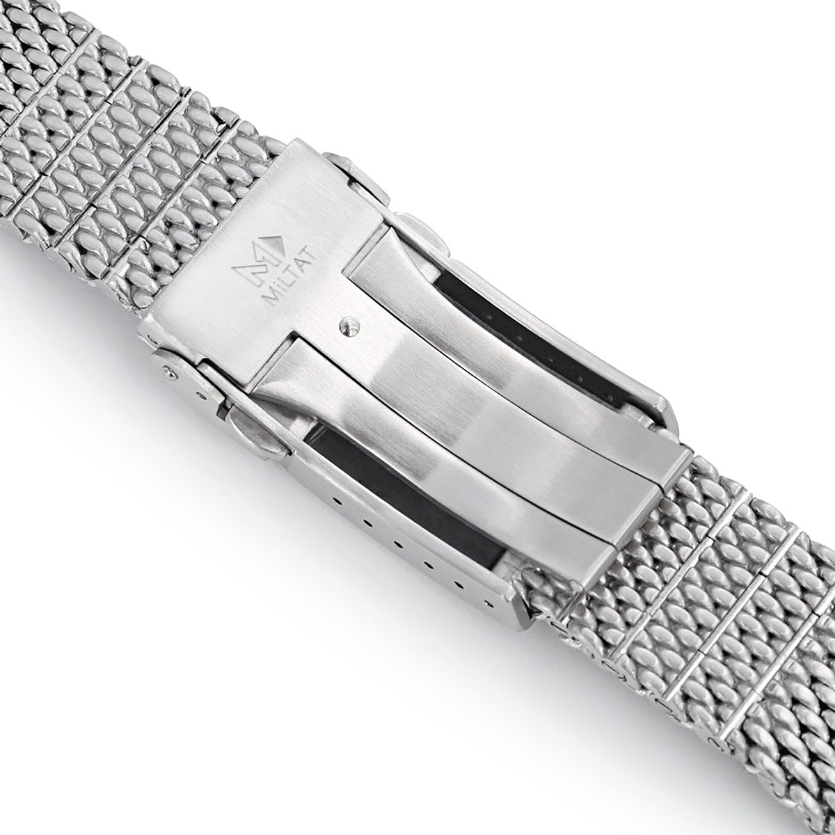Curved End Massy Mesh Watch Band for Seiko SKX007, V-Clasp, Brushed