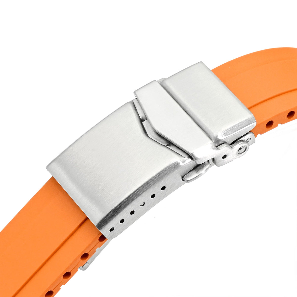 20mm Crafter Blue - MX03-117 Orange FKM Rubber Strap With End Links compatible with Seiko Alpinist SARB017 Strapcode watch bands