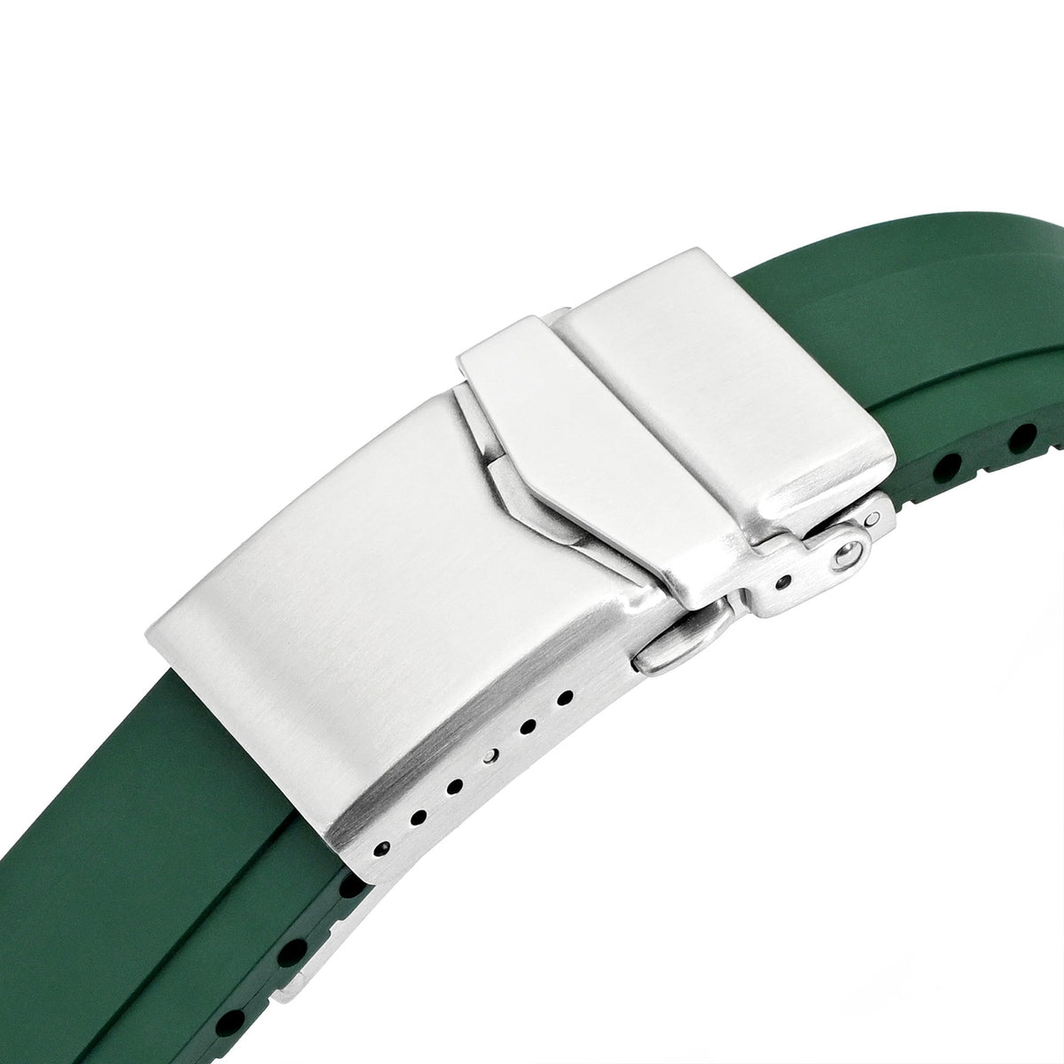 20mm Crafter Blue - MX03-733 Green FKM Rubber Strap With End Links compatible with Hamilton Khaki Field 38mm Strapcode watch bands