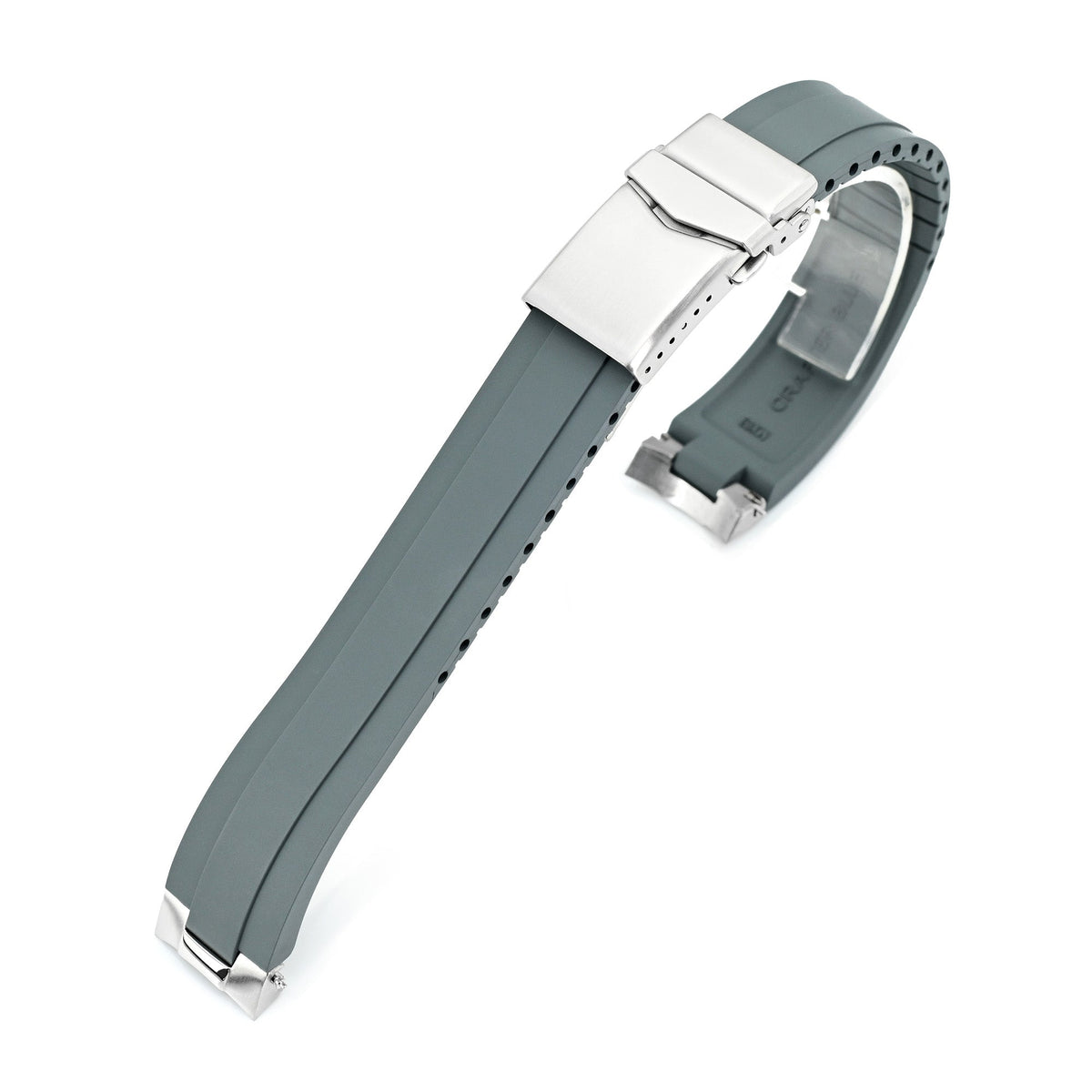 20mm Crafter Blue - MX03-733 Light Grey FKM Rubber Strap With End Links compatible with Hamilton Khaki Field 38mm Strapcode watch bands