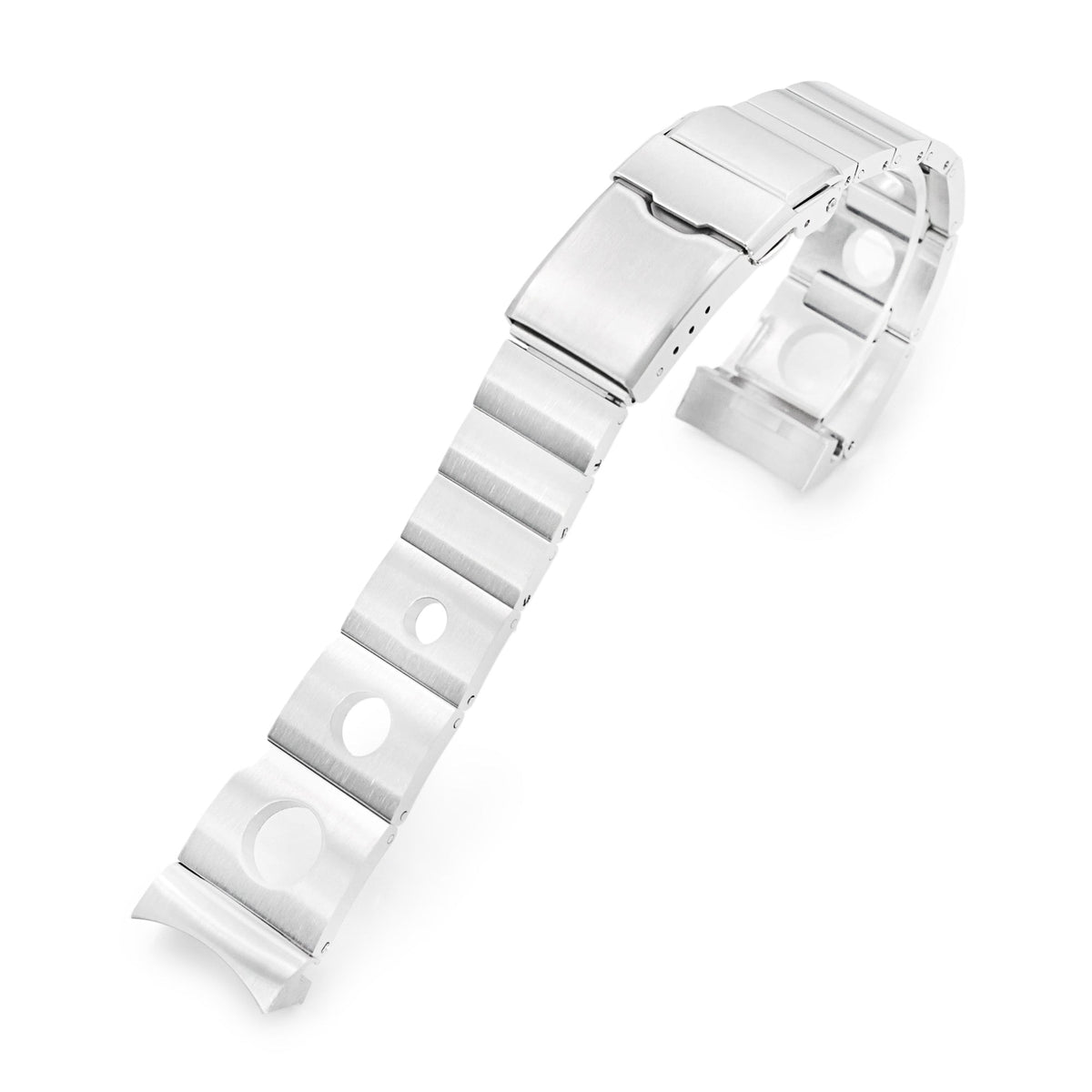 20mm Rollball version II Watch Band for Seiko 5 Sports 38mm, 316L Stainless Steel Brushed Baton Diver Clasp Strapcode Watch Band