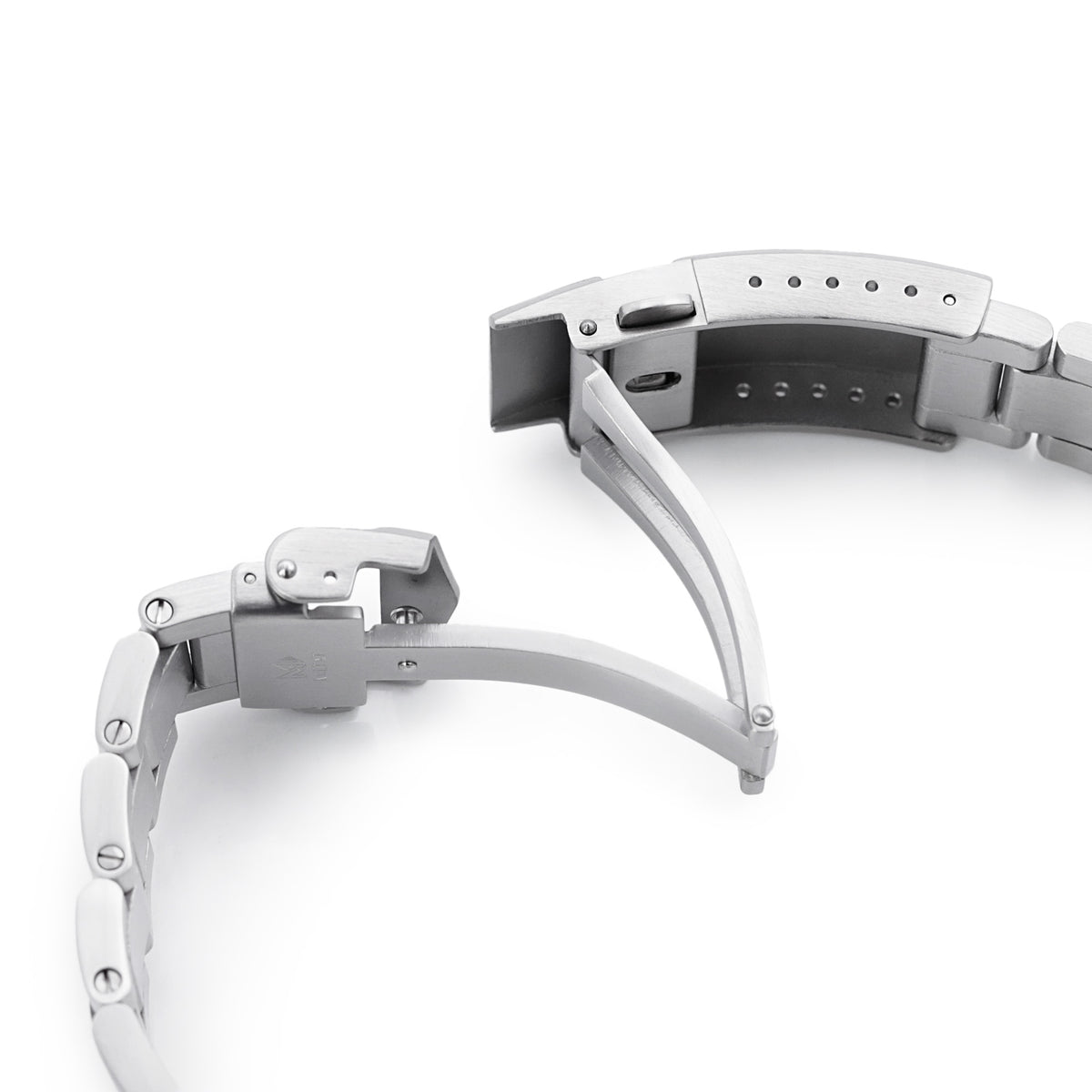 21.5mm Super-O Boyer Watch Band compatible with Seiko Tuna, 316L Stainless Steel V-Clasp Button Double Lock