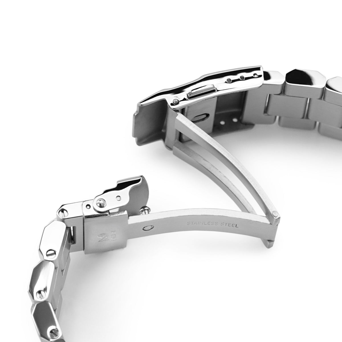22mm Hexad Watch Band compatible with Seiko SKX007, 316L Stainless Steel Brushed Diver Clasp