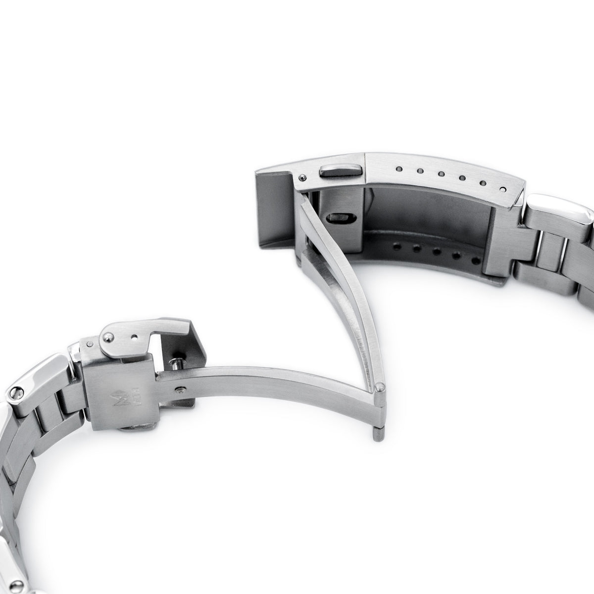 22mm Retro Shaver Blade Watch Band compatible with Seiko 6309-7040 and 6306-7001, 316L Stainless Steel Brushed V-Clasp