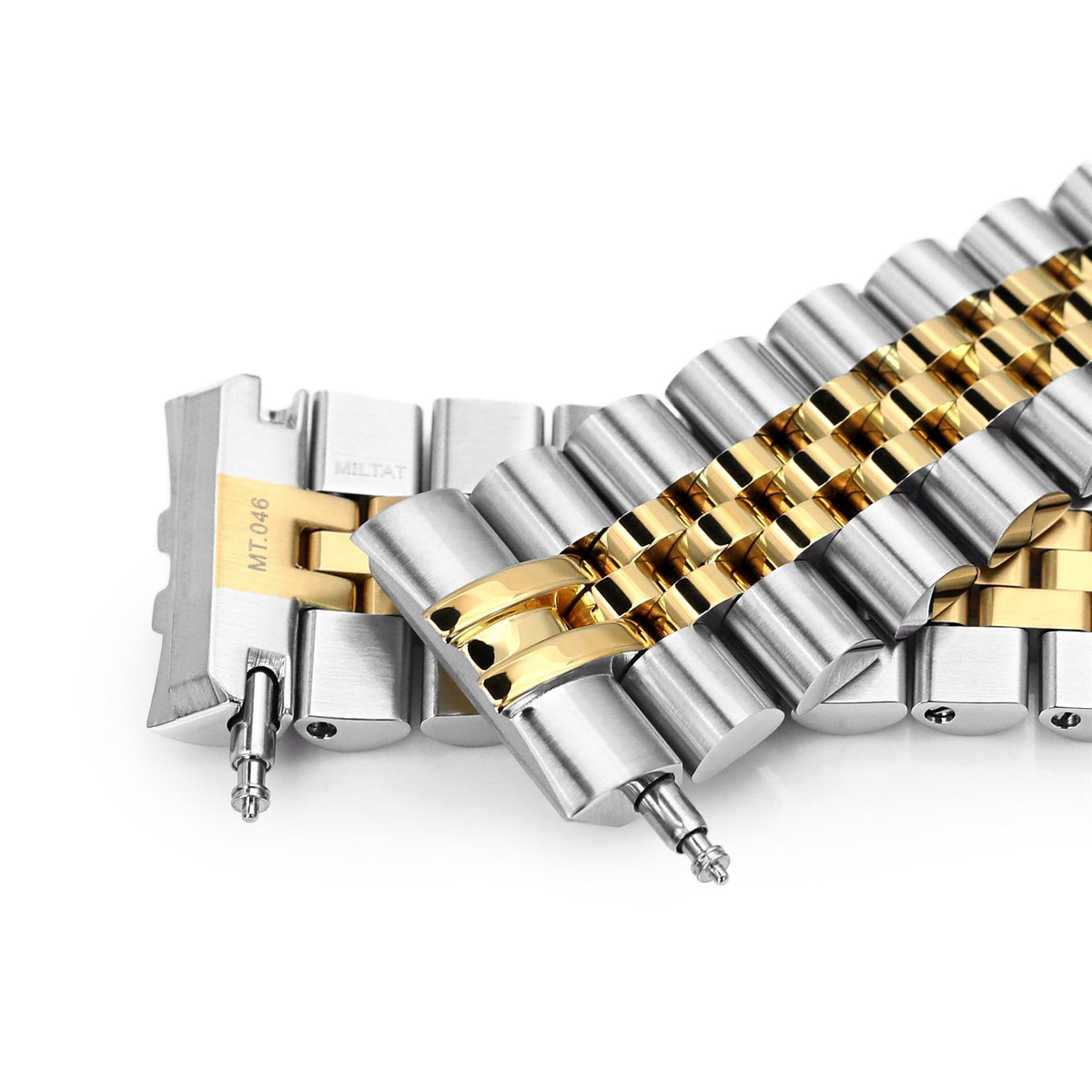 22mm Super-J Louis Watch Band compatible with Seiko new Turtles SRP777, 316L Stainless Steel Two Tone IP Gold V-Clasp