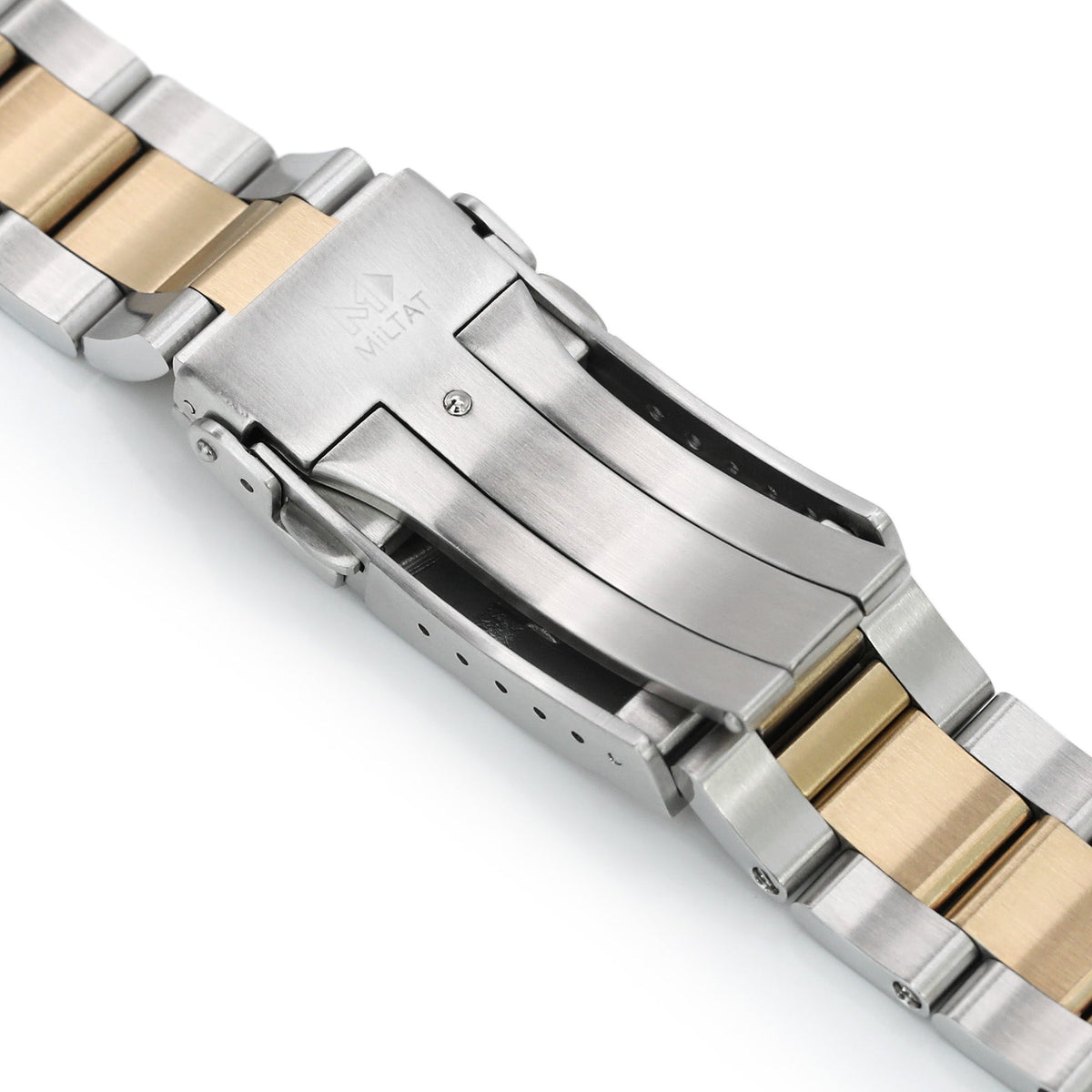 20mm Super-O Boyer Watch Band compatible with Seiko Alpinist SARB017, Two Tone IP Gold 316L Stainless Steel V-Clasp