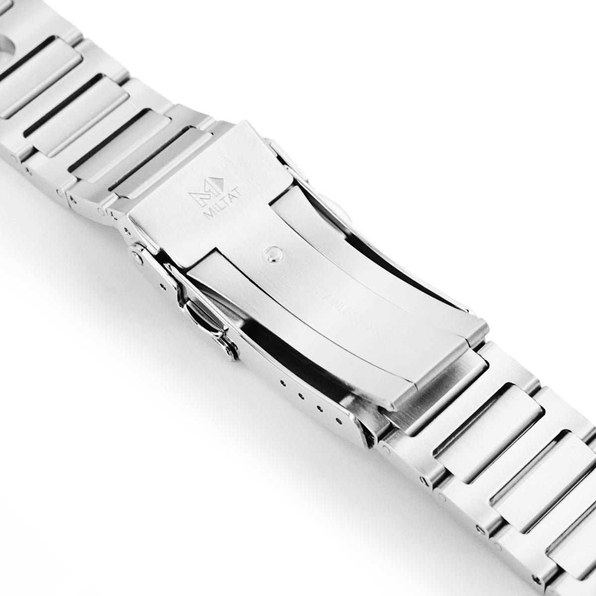 22mm Rollball version II Watch Band for Orient Kamasu, 316L Stainless Steel Brushed Baton Diver Clasp