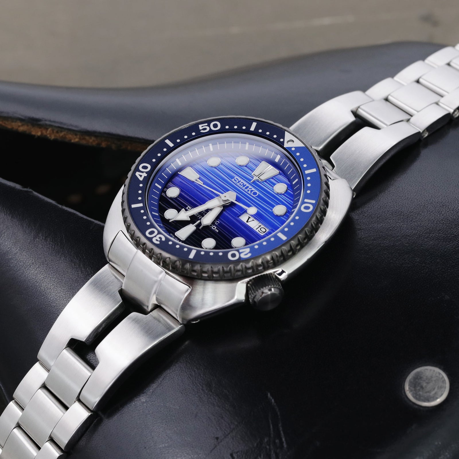 22mm Retro Shaver Blade 316L Stainless Steel Watch Bracelet for Seiko new Turtles SRP777 Brushed V-Clasp Strapcode Watch Bands