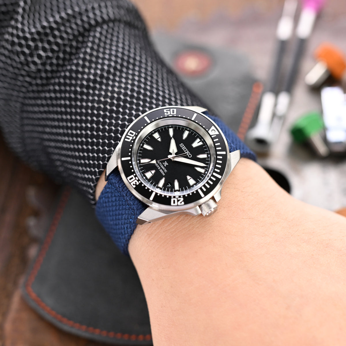 Navy Blue Premium Nylon Honeycomb Weave Quick release Watch Strap