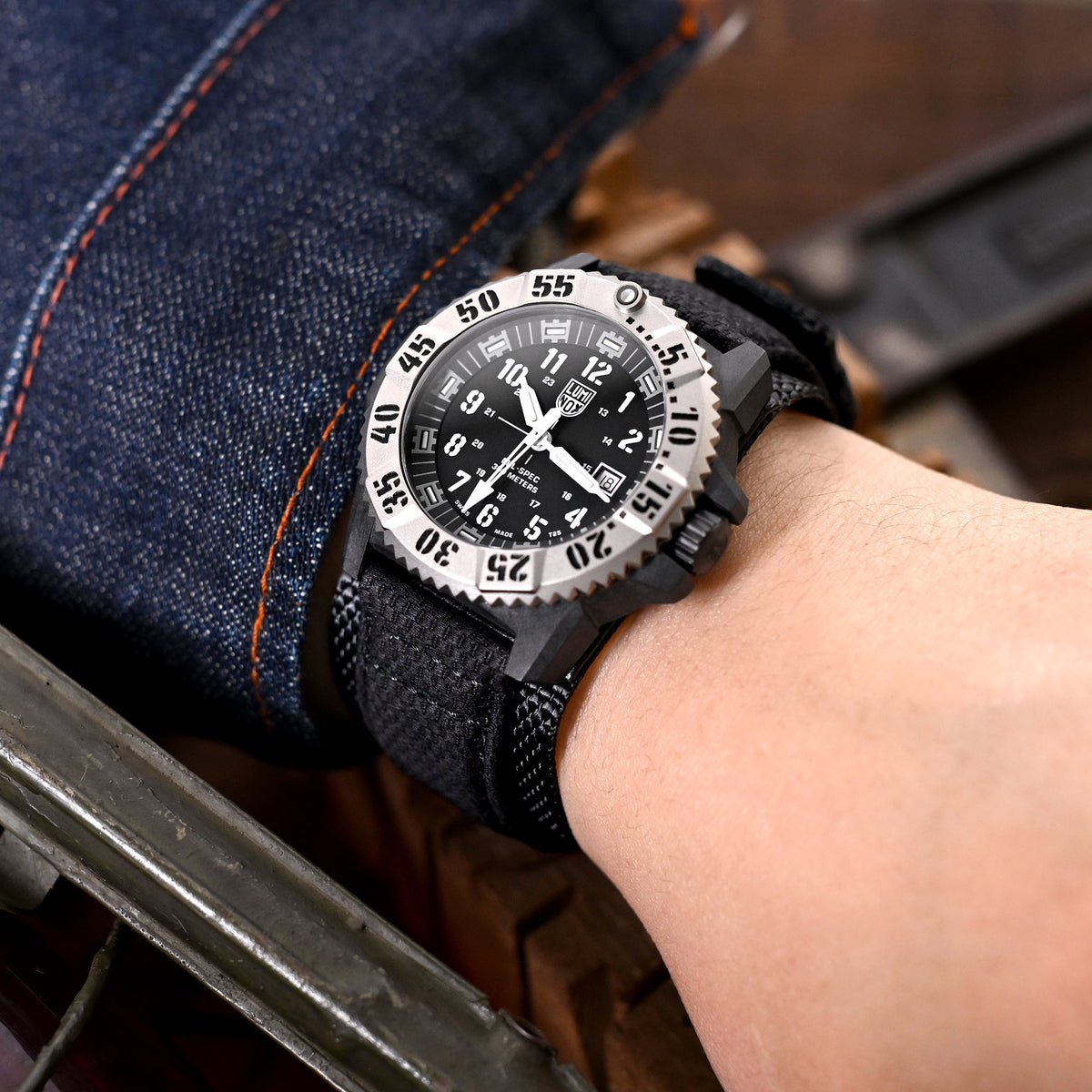MiLTAT 24mm Double Layer Nylon Black Tactical Velcro Watch Strap, design for 44mm Panerai Watches