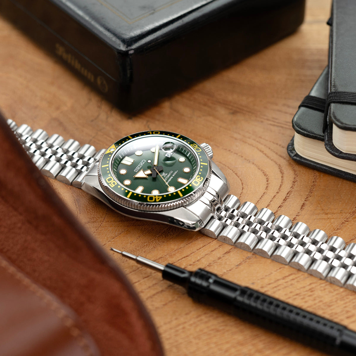 20mm Super-J Louis JUB Watch Band compatible with Seiko Baby MM 200, 316L Stainless Steel Brushed V-Clasp