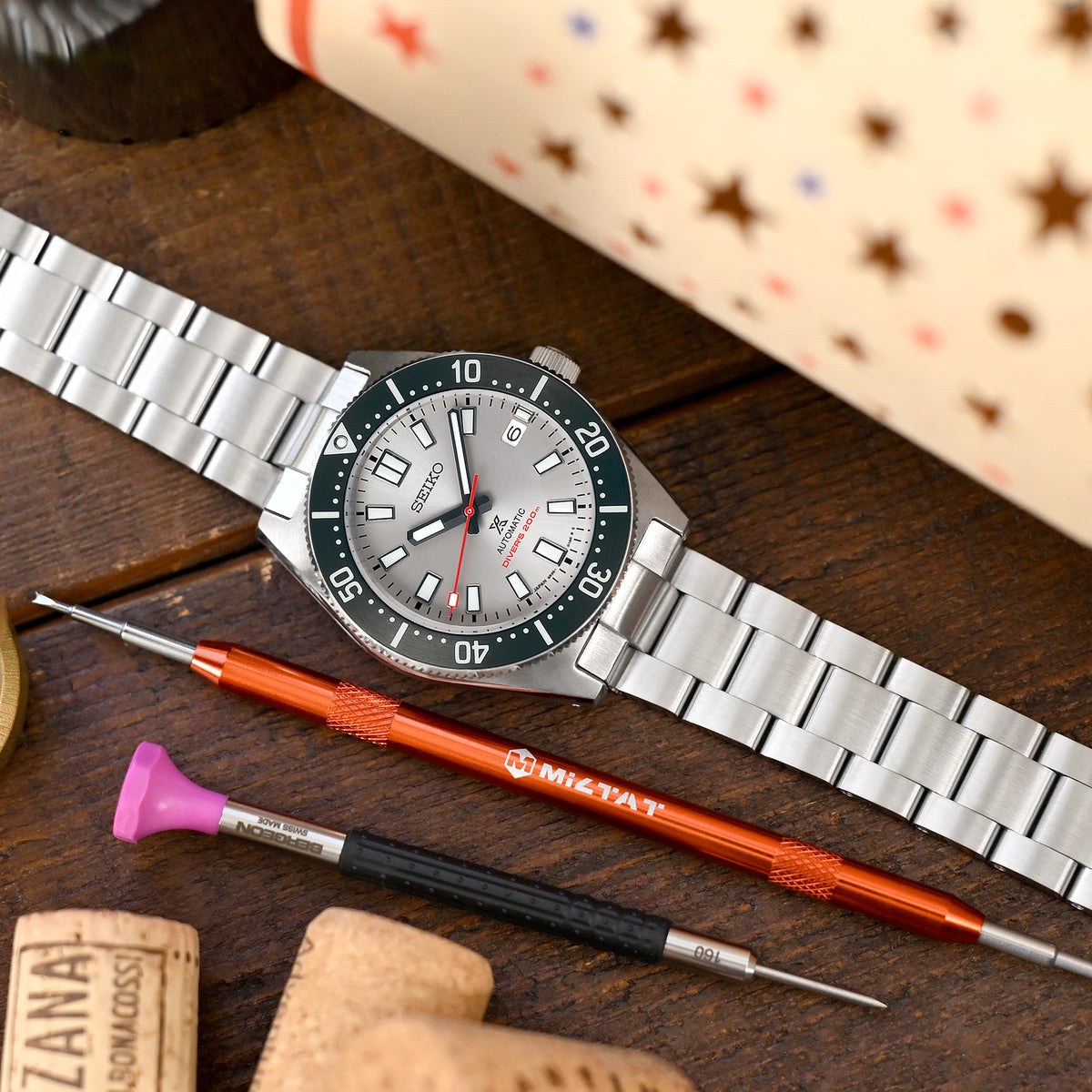 20mm Super-O Boyer Watch Band for Seiko 62MAS (63MAS) 40.5mm SPB143 SPB149 SBDC101, Stainless Steel - Brushed, V Diver Clasp