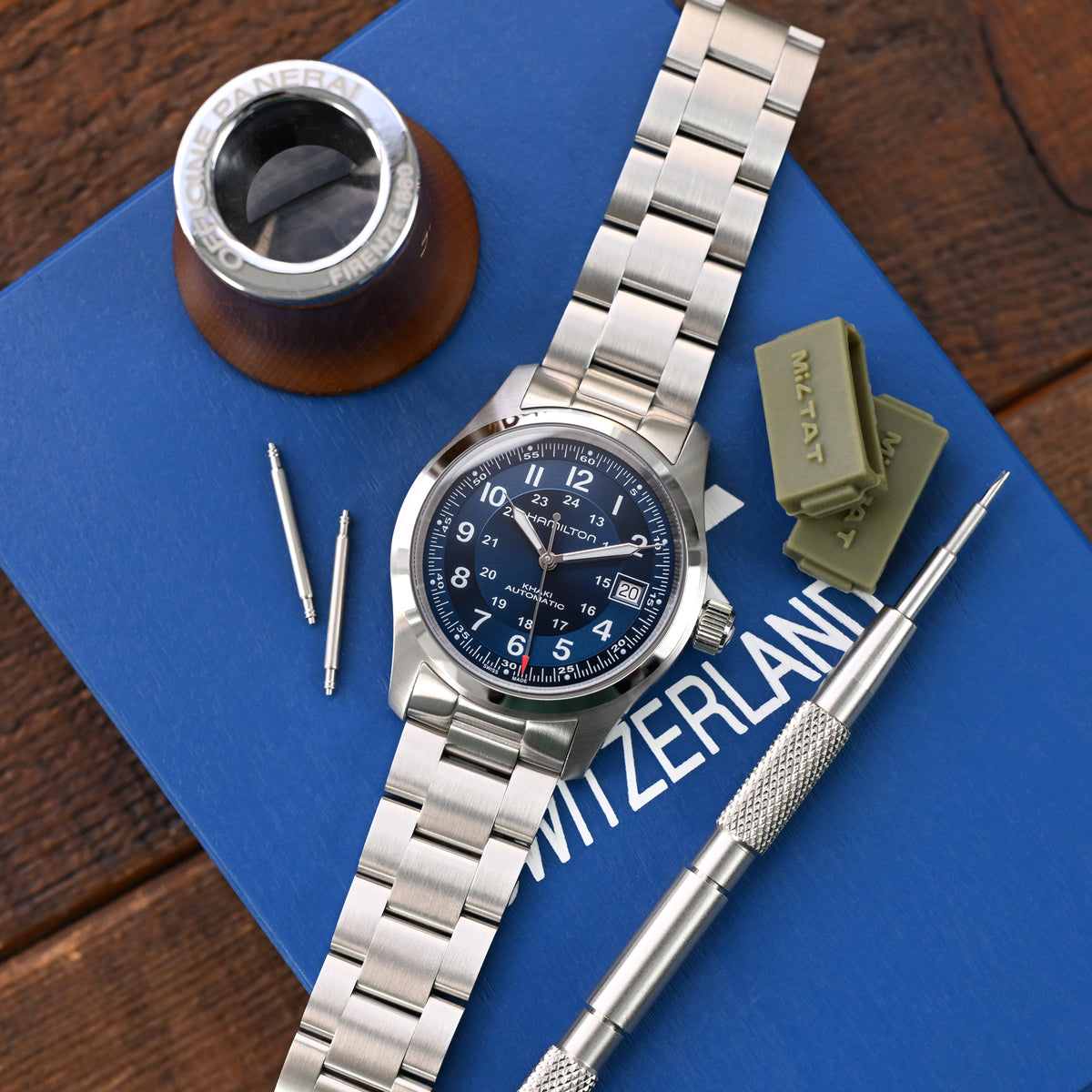 20mm Insert Endlink Super-O Boyer Watch Band for Seiko Alpinist SARB017 SPB155 SBEJ005 (compatible with Hamilton Khaki H70455733), Stainless Steel - Brushed, V Diver Clasp