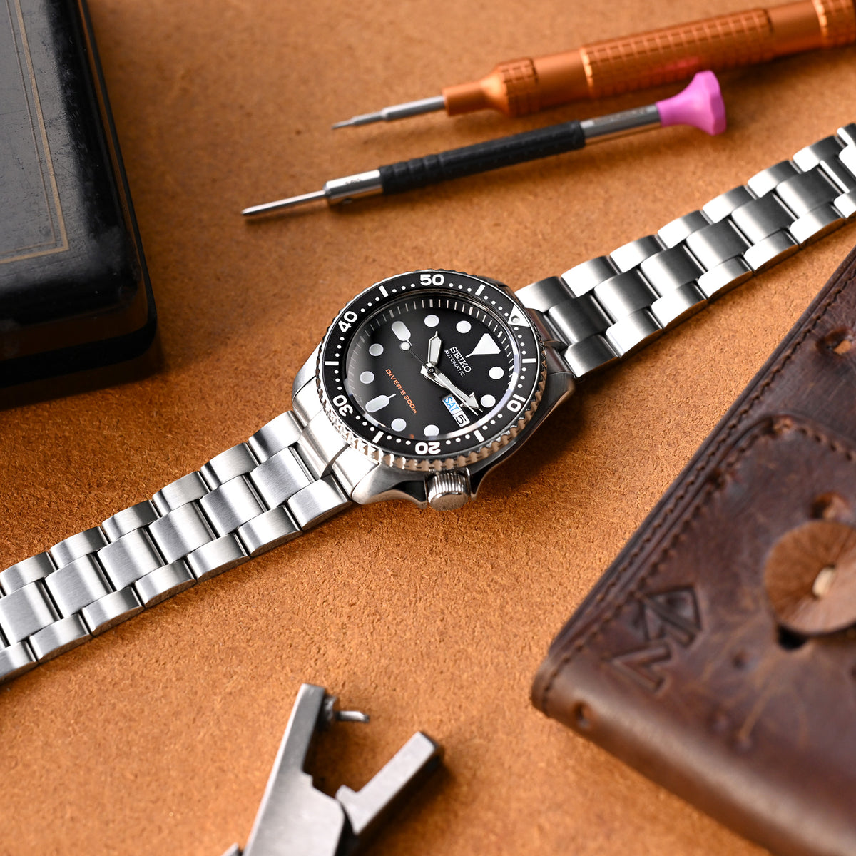22mm Super-O Boyer Watch Band compatible with Seiko SKX007 SKX009 SKX011, Diver Clasp Curved End
