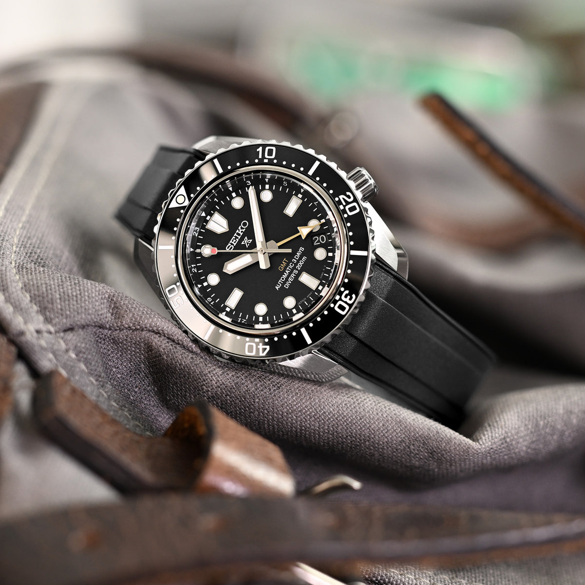 StrapXPro - SBX1A Rubber Strap for Seiko Prospex 1968 Diver's Modern Re-interpretation MM200 GMT Series SPB381, Black
