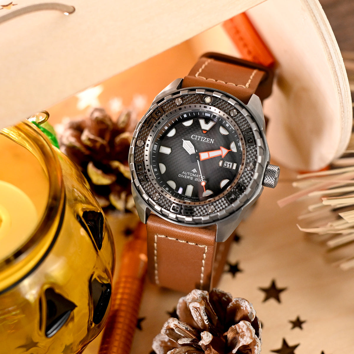 Pam Collection, Brown French Crafted Barenia Leather Watch Strap for Panerai, Beige Stitching
