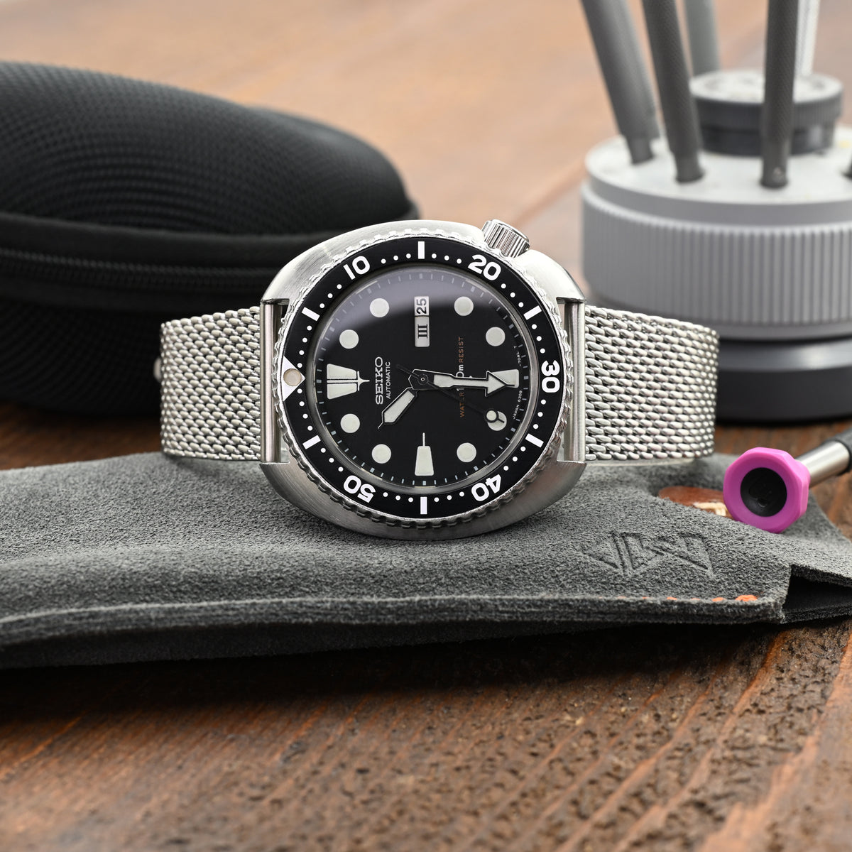Quick Release Tapered Milanese Mesh Watch Band, 18mm, 19mm, 20mm, 21mm or 22mm, Brushed