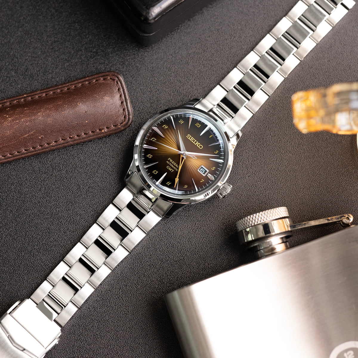 20mm Super-O Boyer Watch Band for Seiko Cocktail SSA345, 316L Stainless Steel Brushed and Polished V-Clasp