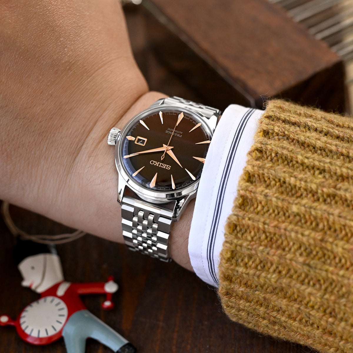 19mm, 20mm Asteroid QR Watch Band Straight End Quick Release, 316L Stainless Steel Brushed and Polished V-Clasp