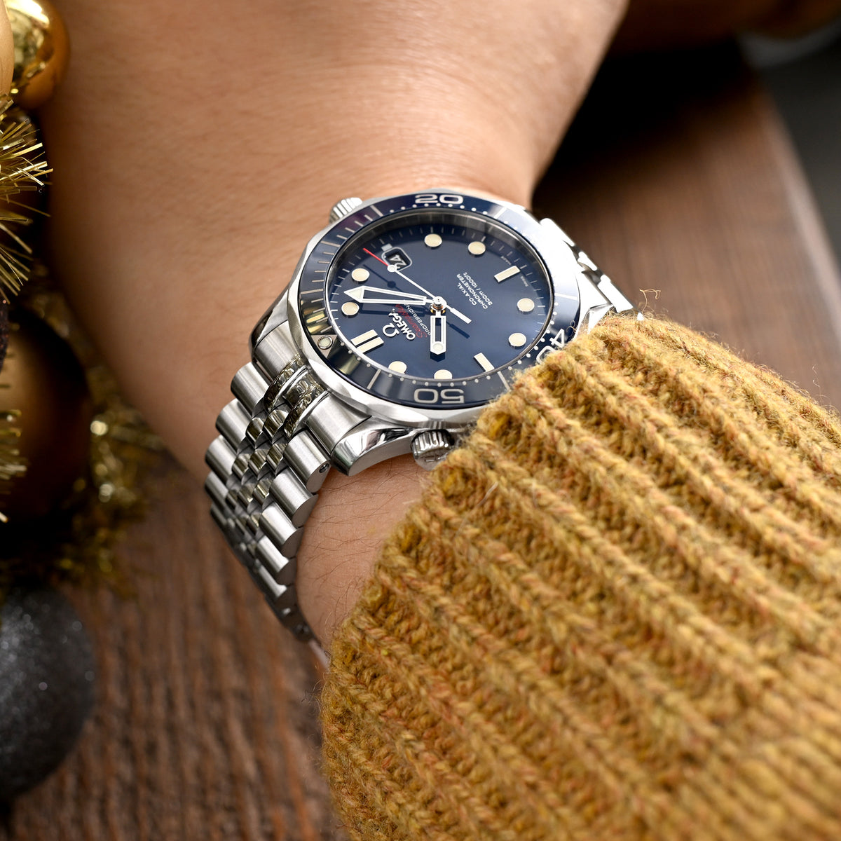 20mm Super-J Louis Watch Band compatible with Omega Seamaster 41mm, 316L Stainless Steel Brushed V-Clasp
