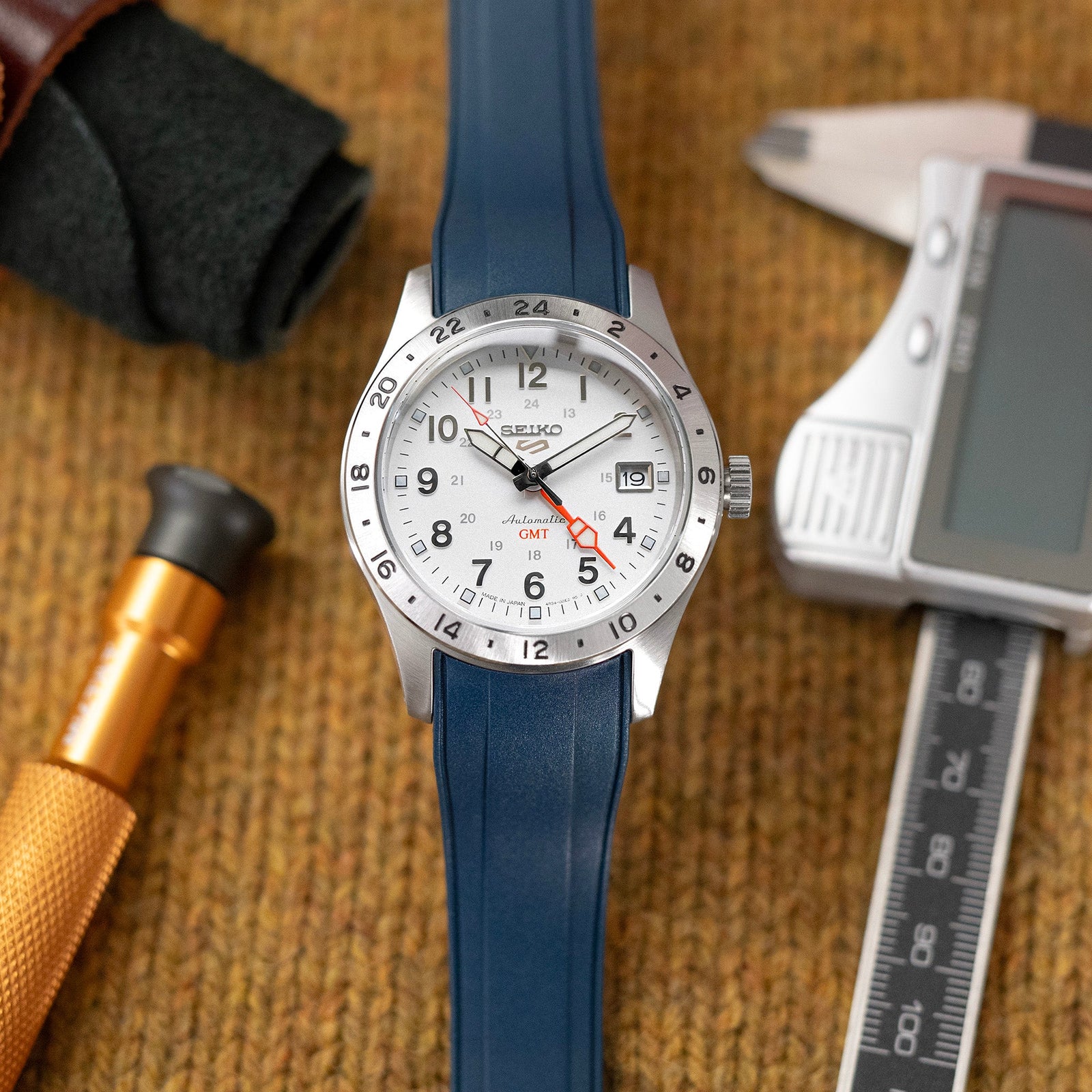 StrapXPro - SX2B (Ver.2) Rubber Strap for New Seiko 5 Sports Field Watch GMT Series, Navy Blue Strapcode watch bands