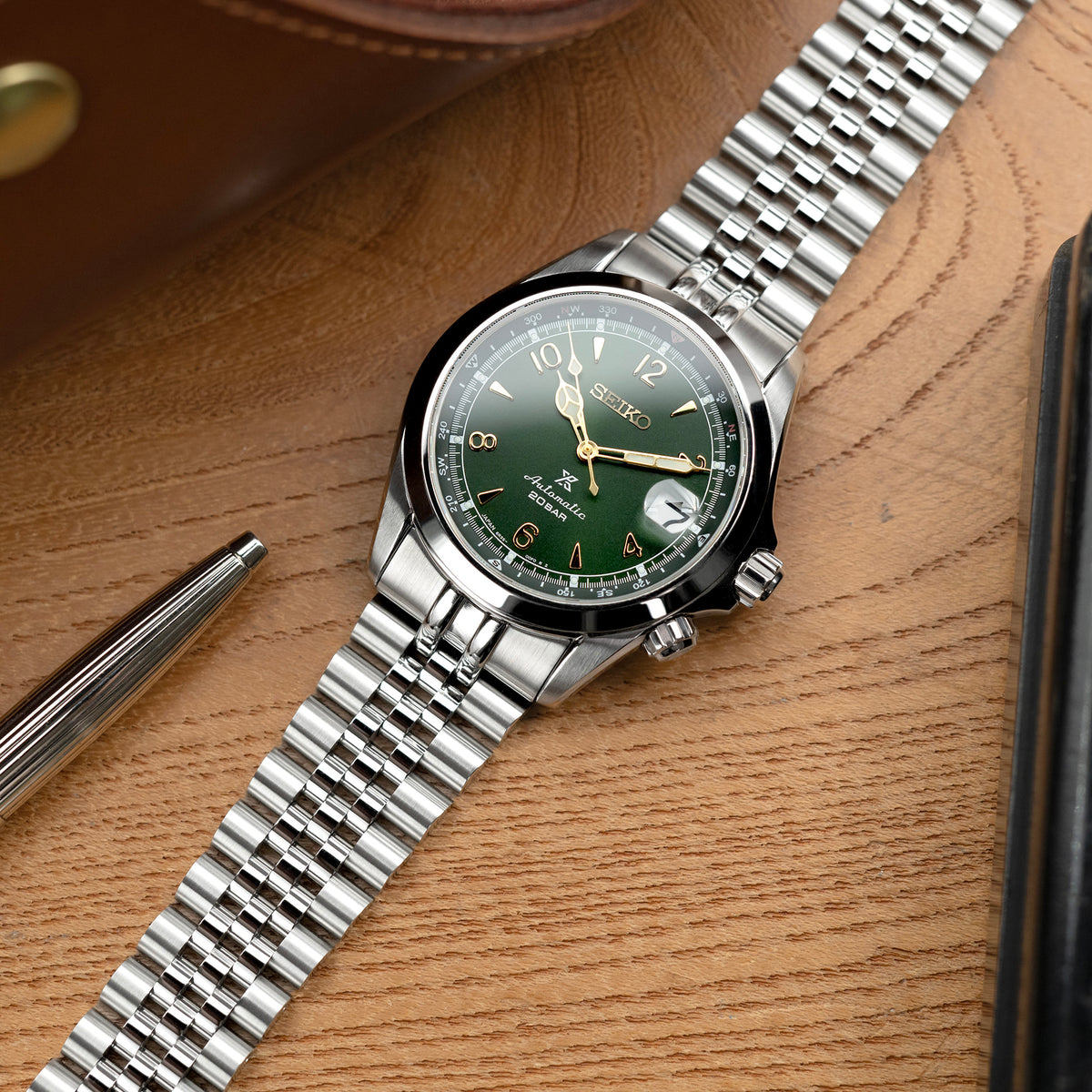 20mm Super-JUB II Watch Band compatible with Seiko Alpinist SARB017, 316L Stainless Steel Brushed V-Clasp