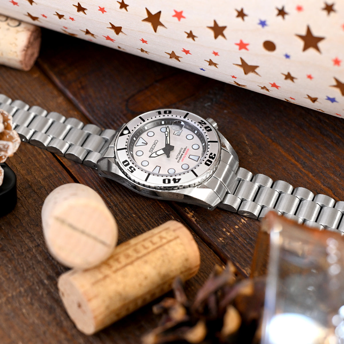 20mm Endmill Watch Band compatible with Seiko Sumo SBDC001 SBDC031 &amp; SPB101, Brushed V-Clasp