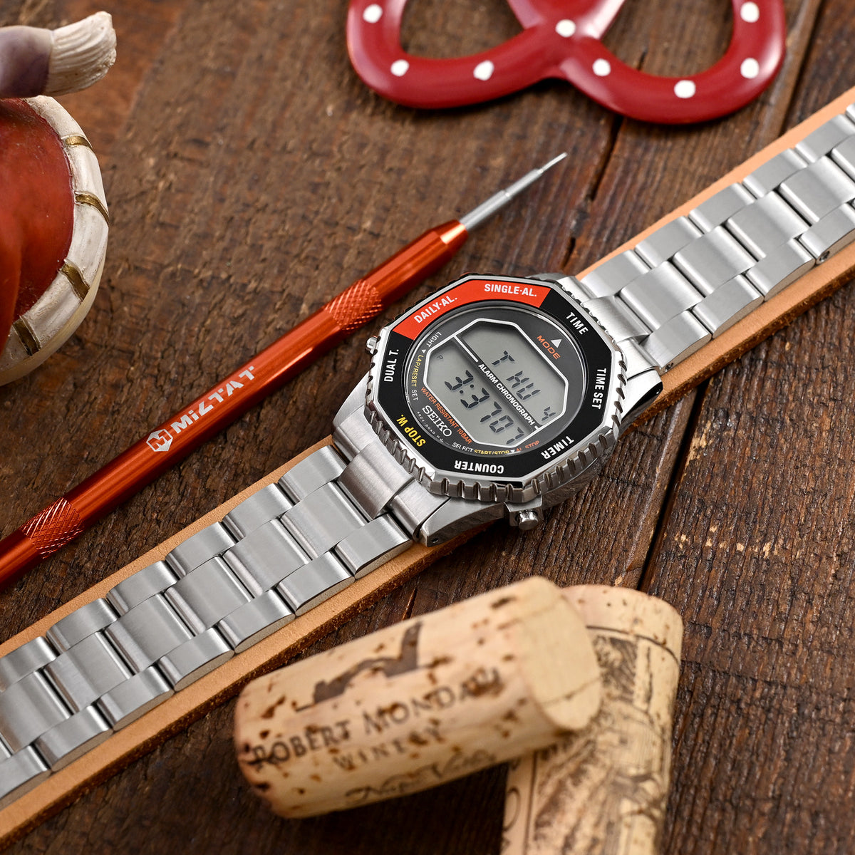 20mm Super-O Boyer Watch Band compatible with Seiko 5 40mm, 316L Stainless Steel Brushed V-Clasp